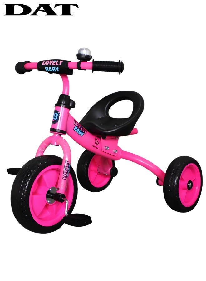 DAT Kids Tricycle 3-Wheel Toddler Bike with Bell, Steel Frame & EVA Wheels, Pink, Age 1–3 Years, 15 kg Capacity (70 x 50 x 55 cm) - Image 1